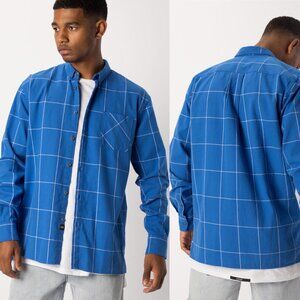 Zanerobe Align Long Sleeve Button Down Collared Shirt Mens Size Large Blue Plaid